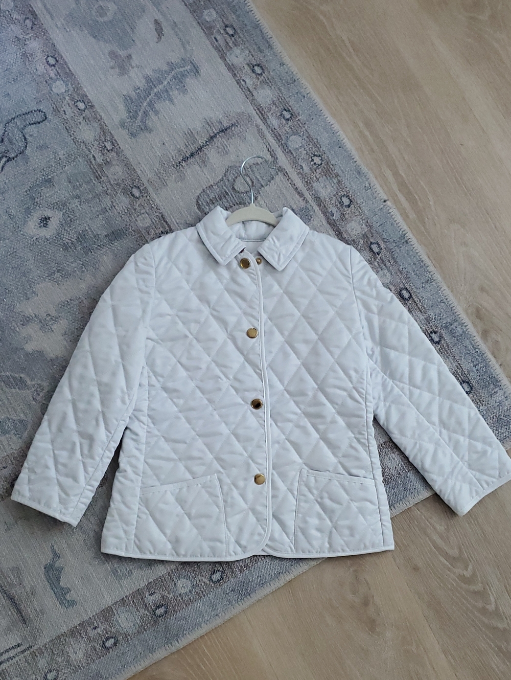 Burberry Girls White Nova Check Diamond Quilted Jacket Coat Sz5y